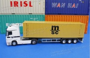 1:50地中海航运MSC合金集装箱货柜车模型